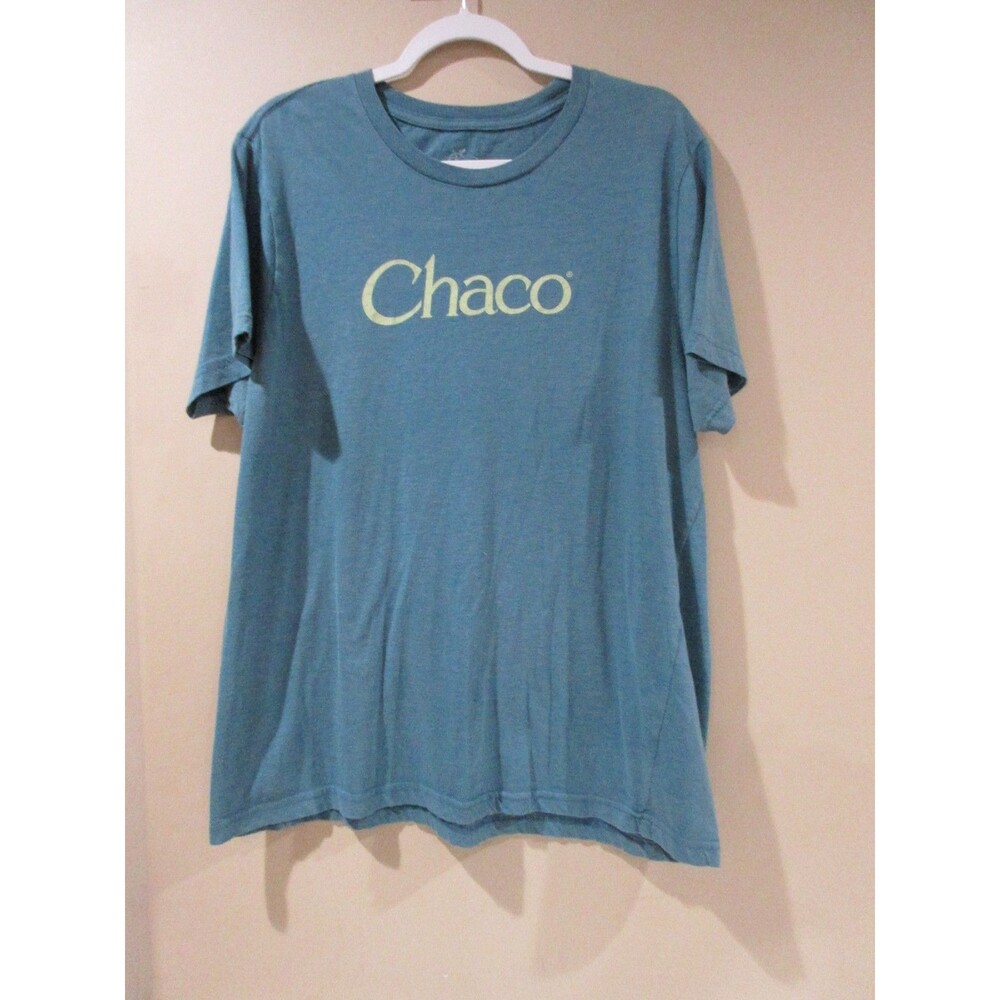 Chaco Graphic T-Shirt Women XL Teal Blue Short Sleeve Cotton Blend